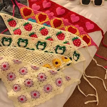 Сладкая клубника любовь маргаритка треугольный шарф платок девушка сердце вязаная повязка на голову завязанные волосы идиллическая фотография знаменитости в Интернете