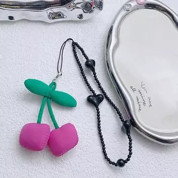 Сладкая красная вишня кулон бисерный телефонный брелок подвеска для телефона аксессуары цепочка шнурок для женщин висячие украшения