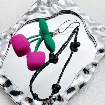 Сладкая красная вишня кулон бисерный телефонный брелок подвеска для телефона аксессуары цепочка шнурок для женщин висячие украшения