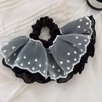 Сладкая кружевная юбка в горошек корейская резинка для волос большая сетчатая марля круг толстой кишки легкая роскошная модная для девочек лента женщины