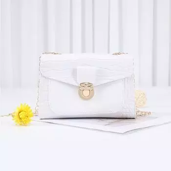 Сладкая мобильная телефонная маленькая квадратная сумка 2025 лето повседневная с узором под камень на плечо женская сумка кроссбоди на цепочке белый