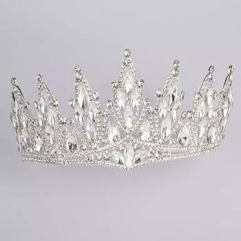 Сладкая невеста Сияющая корона Королева Темперамент Головной убор Бриллиантовая круглая корона Премиум Фея Свадебное платье Корона на день рождения серебряный