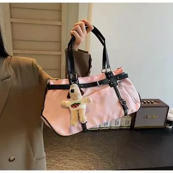 Сладкая сумка для автомобиля Spice Girl Fan, женская 2024, новая большая вместительная дорожная сумка для йоги и фитнеса, сумка для поездок на работу с косым углом наклона 41*14*19 розовый