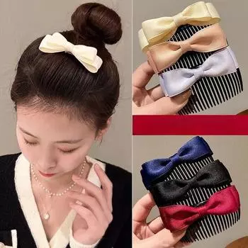 Сладкая заколка для волос с бантиком, корейская простая заколка для волос на затылке, головной убор для женщин и девочек, заколка для волос на лбу, расческа для волос с челкой белый
