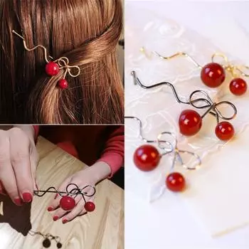 Сладкая женская заколка для волос с бантиком вишневого цвета