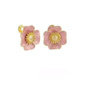 Сладкие эмалированные серьги с цветком, французские роскошные модные высокие серьги, женские спиральки от комаров, без пирсинга, зажим для ушей