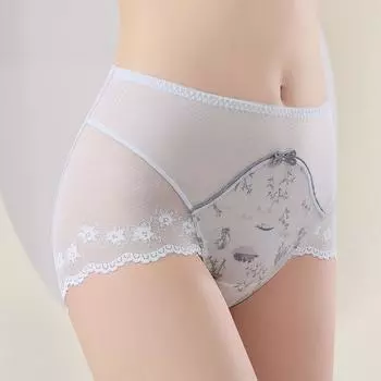 Сладкие атласные трусики женские в китайском стиле с кружевом и цветочным узором, нижнее белье, кружевные сетчатые трусики, для женщин