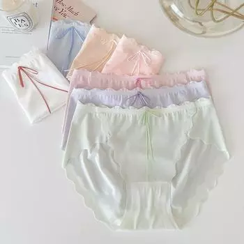 Сладкие бесшовные трусики, женское нижнее белье, удобные трусы со средней талией и высоким разрезом One Size зелёный