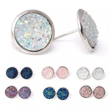 Сладкие цветные серьги с блестками, серьги-гвоздики с цветными блестками, подарок на день рождения