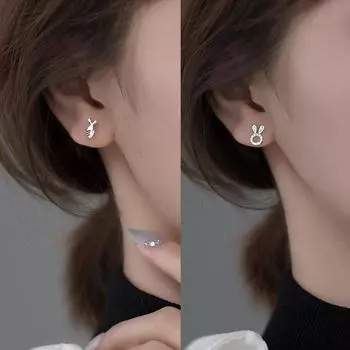 Сладкие и милые асимметричные мини-серьги с кроликом из Японии и Южной Кореи, модные серьги для студентов, интересный дизайн, новые