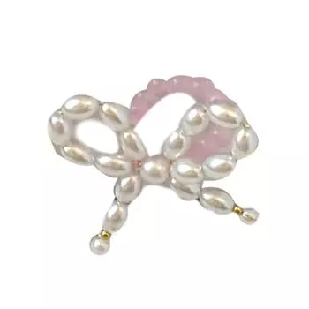 Сладкие и стильные украшения из смолы в виде бантиков Изящное розовое ожерелье/браслет/кольца/серьги с бисерными акцентами в виде бантиков 3