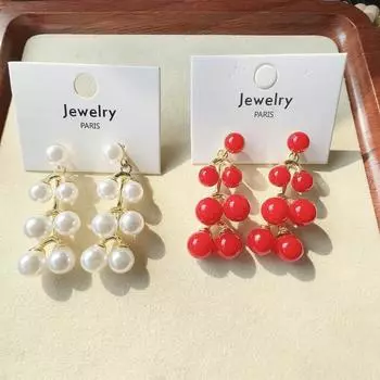 Сладкие ретро-серьги в виде вишни, женские, свежие, летние, фруктовые, висячие серьги-подвески для девочек, универсальные модные аксессуары красный
