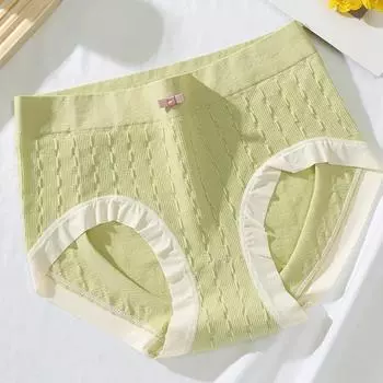 Сладкие трусики Полынь Дышащий хлопок Удобные бесшовные трусы средней посадки зелёный