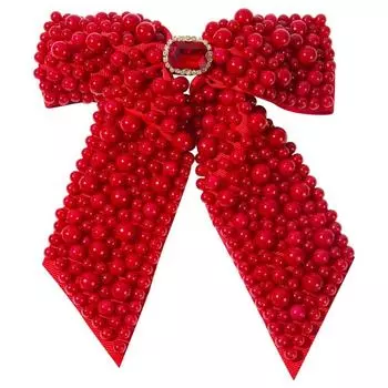 Сладкий бант из ленты, заколка-автомат, модные бусины, бант-заколка, подарок, жемчужный бант, заколки для волос, аксессуары для волос красный