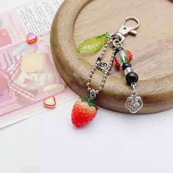 Сладкий бант клубника бисерный брелок кулон для женщин девочек милый брелок изысканный рюкзак украшения аксессуары подарок