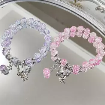 Сладкий браслет из бисера для женщин, очаровательный кулон-бабочка, браслет, ювелирные аксессуары, подарки для подруги