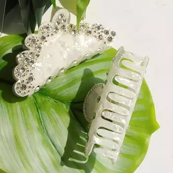 Сладкий держатель для хвоста, заколки для волос в форме сердца, женские заколки для волос, корейский зажим в виде акулы, хрустальный коготь для волос, ацетат A