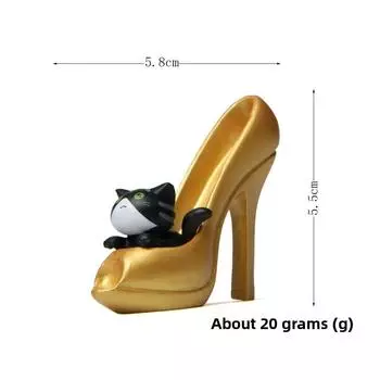 Сладкий дом Чис Туфля на высоком каблуке Микроландшафтный декор для подарка Коллекционерам Мультяшный Gold Black Cat