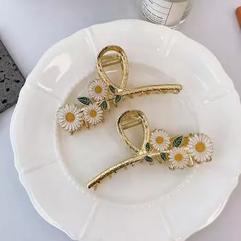 Сладкий литературный цветок, коготь для волос, женская заколка с ромашкой для женщин, аксессуары для волос