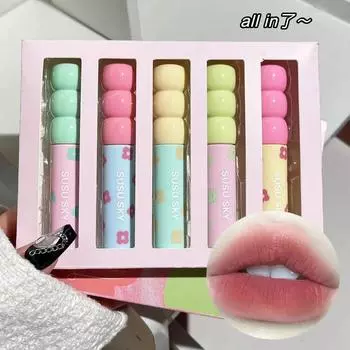 Сладкий макияж губ Матовый бархатный блеск для губ Мусс телесного коричневого цвета Тинт для губ Грязевой макияж Томатно-красная жидкая помада Глазурь для губ Косметика