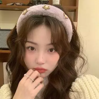 Сладкий плюшевый обруч для волос с цветком, женский ретро-заколка для волос, обруч для волос, аксессуары для волос для девочек