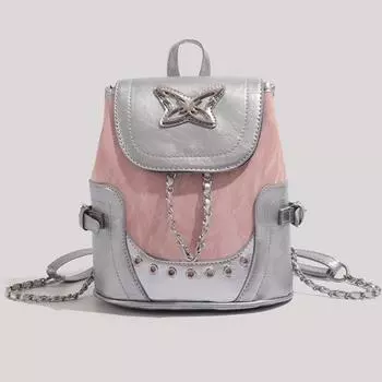 Сладкий прохладный ветер с модной нишей с рюкзаком для школьников и студентов, рюкзаком для поездок на работу серебряный/розовый