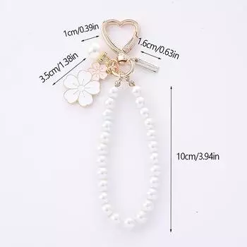 Сладкий розовый вишневый брелок для ключей с кроликом, кулон для телефона, жемчужное письмо, автомобильный брелок для ключей, чехол для наушников, подвески, сумка, декор, аксессуары as the picture