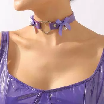 Сладкий ветер геометрический ошейник любовь кожаный бант колокольчик Европа и Соединенные Штаты колье-чокер Хэллоуин чёрный