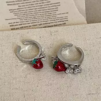 Сладкое и нежное масляное клубничное циркониевое открытое кольцо женское нишевое нежное модное индивидуальное универсальное кольцо