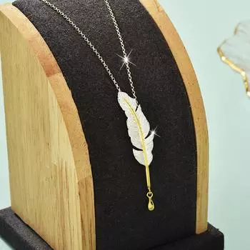 Сладкое свежее и титановая сталь боковая цепочка ожерелье с красивым дизайном листа и капли воды