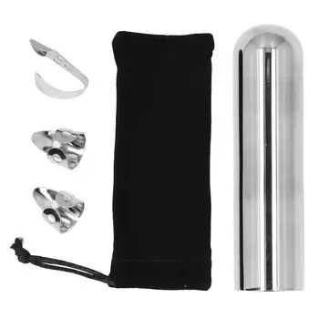 Слайд для бас-гитары из нержавеющей стали, гитарный слайд, тоновый бар, гитарный аксессуар с медиаторами для большого пальца и пальцев и плектрами