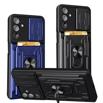 Слайд-объектив Защитный кошелек Держатель для карт памяти Чехол для телефона Samsung A04s A04 Броня Противоударный чехол Samsung Galaxy A04 белый