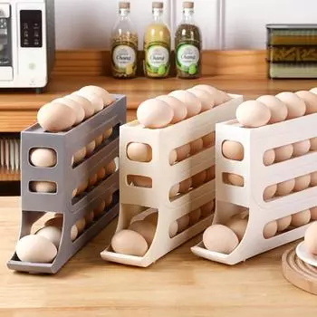 Слайд-ящик для хранения яиц Ящик для хранения с боковой дверью холодильника Яйцо-кататель Пищевой держатель для яиц Лоток Автоматическое катание яиц
