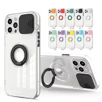 Слайд-защита камеры, прозрачный чехол-подставка для Iphone 13 Mini 7 8 Plus Se 2022 X Xr Xs 12 11 Pro Max, чехол с держателем для кольца на палец for iPhone 8 Plus оранжевый