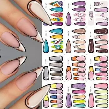 Слайдер для дизайна ногтей, самоклеящийся, не выцветающий, легкая паста, 3D-эффект, сделай сам, съемный, с полным покрытием, в стиле мультяшного граффити, наклейка для дизайна ногтей, принадлежности для ногтей A