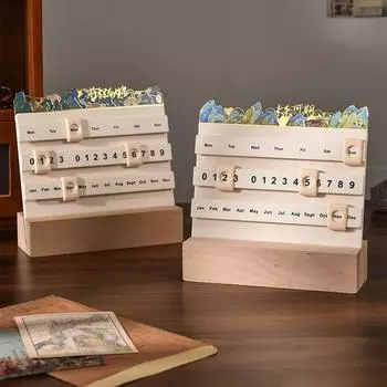 Слайдер-напоминание о расписании Вечный календарь Вечный календарь с датами Настольные аксессуары wooden