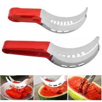 Слайсер для арбуза пищевой класс 304, противоскользящая пластиковая ручка, безопасная быстрая нарезка, резак для фруктов и дыни, режущий инструмент для нарезки, кухонные гаджеты S красный
