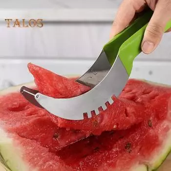 Слайсер для арбуза, резак для фруктов из нержавеющей стали, легкий режущий инструмент для арбуза, дыни, ананаса, безопасный прочный резак для дыни зелёный