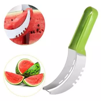 Слайсер для арбуза, резак для фруктов из нержавеющей стали, легкий режущий инструмент для арбуза, дыни, ананаса, безопасный прочный резак для дыни зелёный