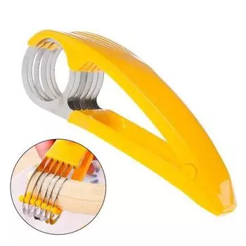 Слайсер для бананов из нержавеющей стали, ручной слайсер для еды, многофункциональный резак для клубники, огурца, моркови, яиц для дома и улицы жёлтый