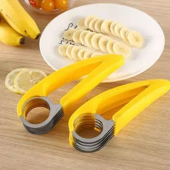 Слайсер для бананов из нержавеющей стали, ручной слайсер для еды, многофункциональный резак для клубники, огурца, моркови, яиц для дома и улицы жёлтый