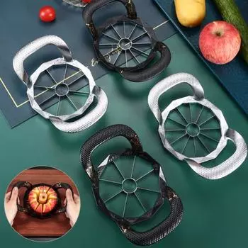 Слайсер для фруктов с ручкой, пищевая полированная поверхность, легко чистится, нож из нержавеющей стали на 12 ломтиков, овощерезка B серебряный