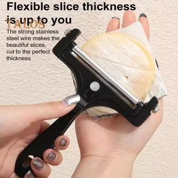 Слайсер для сыра из нержавеющей стали, регулируемая толщина, резак для сливочного сыра, ручная терка, кухонный гаджет для мягкого полутвердого блочного сыра, удобный чёрный