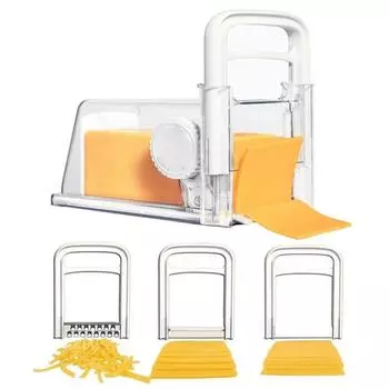 Слайсер для сыра из нержавеющей стали с ручкой 4 в 1, многофункциональный резак для масла, терка, измельчитель, инструмент для нарезки, ящик для хранения, контейнер, кухонные принадлежности белый