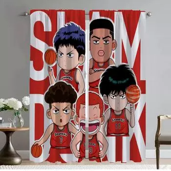 Slam Dunk Blackout Curtains 2 Pieces Window Curtain for Room 2 Panel Halloween Decoration Home Interior Curtains Partition Child W50xH70cmx2pcs-CL