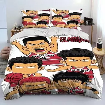 Slam Dunk Japan Anime Cartoon Comforter Bedding Set,Duvet Cover Bed Set Quilt Cover Pillowcase,King Queen Size Bedding Set Kids 135X200cm-2pcs