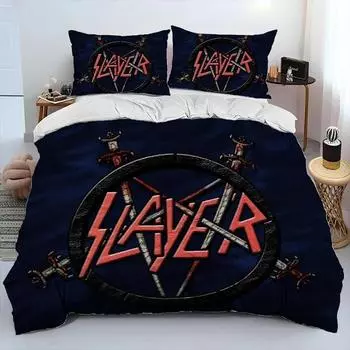Slayer Heavy Metal Band Music Одеяло Постельное белье, пододеяльник Постельный комплект Одеяло Чехол Наволочка, King Queen Size Постельное белье Детский 70x133cm 2pcs