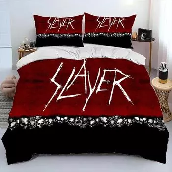 Slayer Heavy Metal Band Music Одеяло Постельное белье, пододеяльник Постельный комплект Одеяло Чехол Наволочка, размер King Queen Постельное белье для мальчиков 70x133cm 2pcs