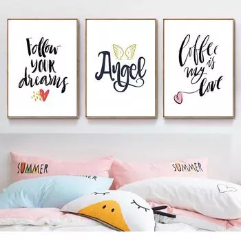 Следуй за своей судьбой, ангел, вдохновляющая английская фраза, постер для спальни для девочек, настенная живопись на холсте, домашняя картина, Настенный декор 21x30cm No Frame