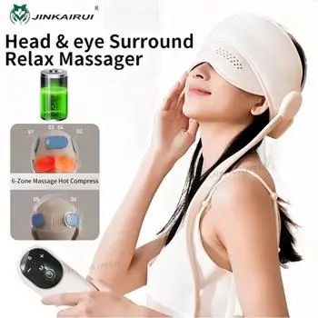 Sleep Head Massager Electric Scalp Eye Massager Air Pressure Heating 4-mode Visible Small Hole 2000mAh Lithium Battery